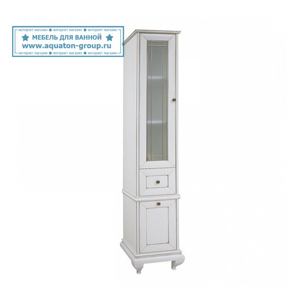 Шкаф-колонна АКВАТОН Беатриче левый слоновая кость с патиной Шкаф-колонна АКВАТОН Беатриче левый слоновая кость с патиной