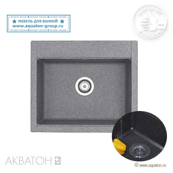 Мойка кухонная АКВАТОН Делия 60, графит Мойка кухонная АКВАТОН Делия 60, графит